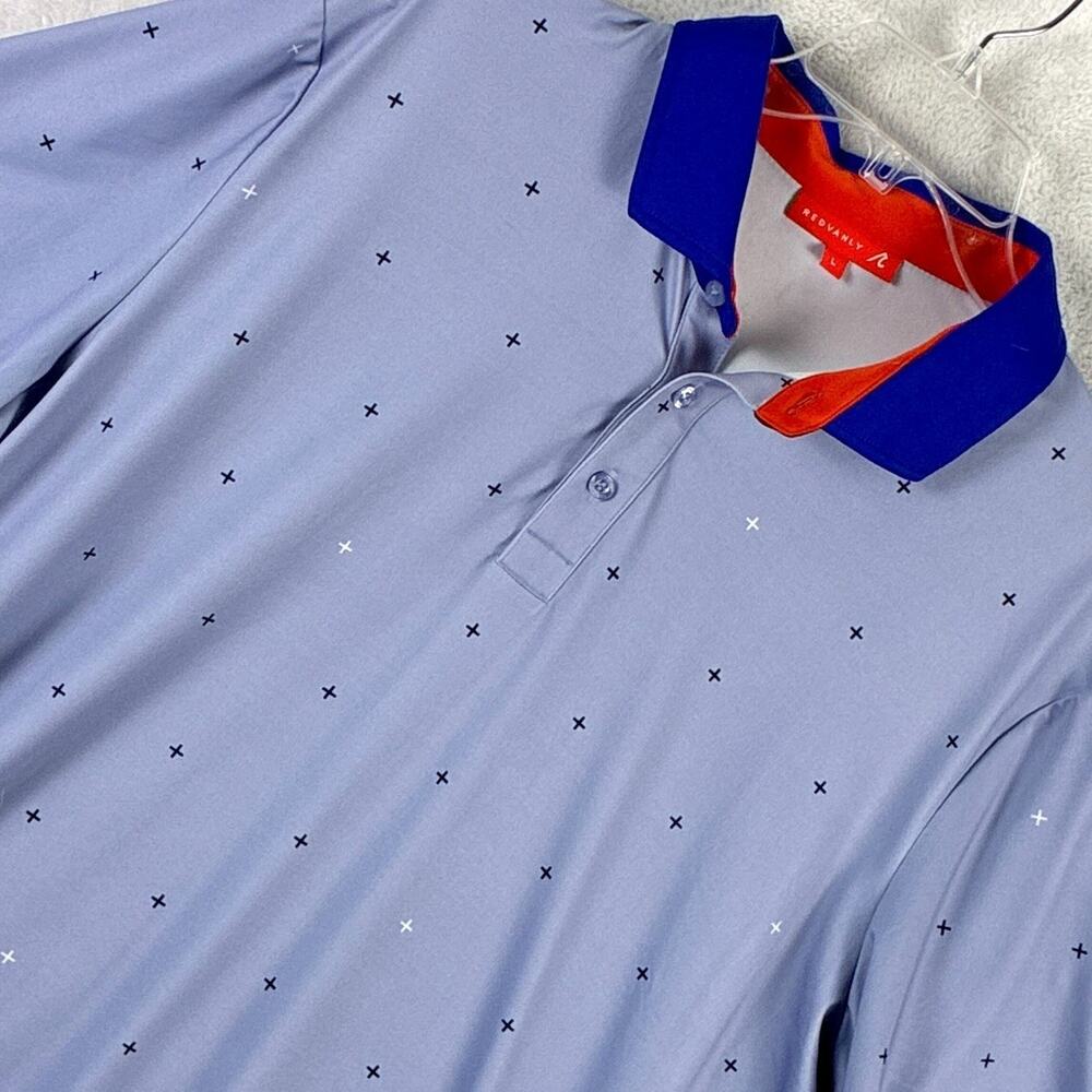 Redvanly Polo Shirt Mens L Fullerton Blue Performance Preppy Stretch Golf Beach
